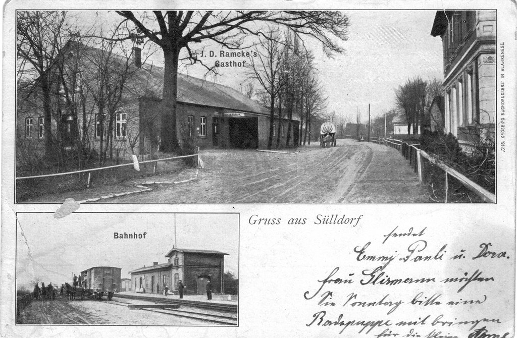 Postkarte „Gruss aus Sülldorf“ mit J. D. Ramcke's Gasthof